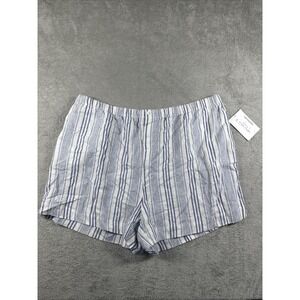 Ralph Lauren Women's Blue/White Linen Blend Striped Pajama Shorts Size XL